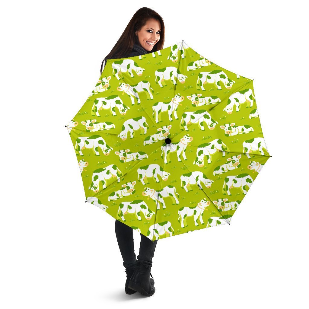 Cute Smiley Cow Pattern Print Foldable Umbrella