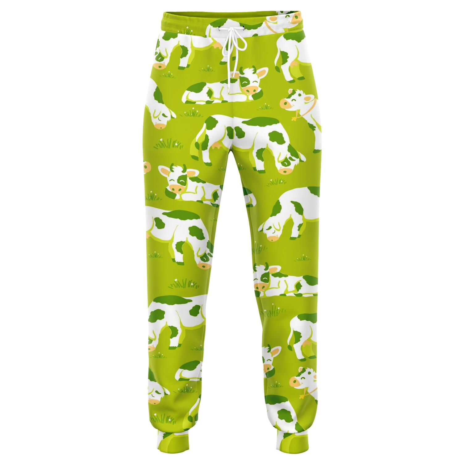 Cute Smiley Cow Pattern Print Jogger Pants