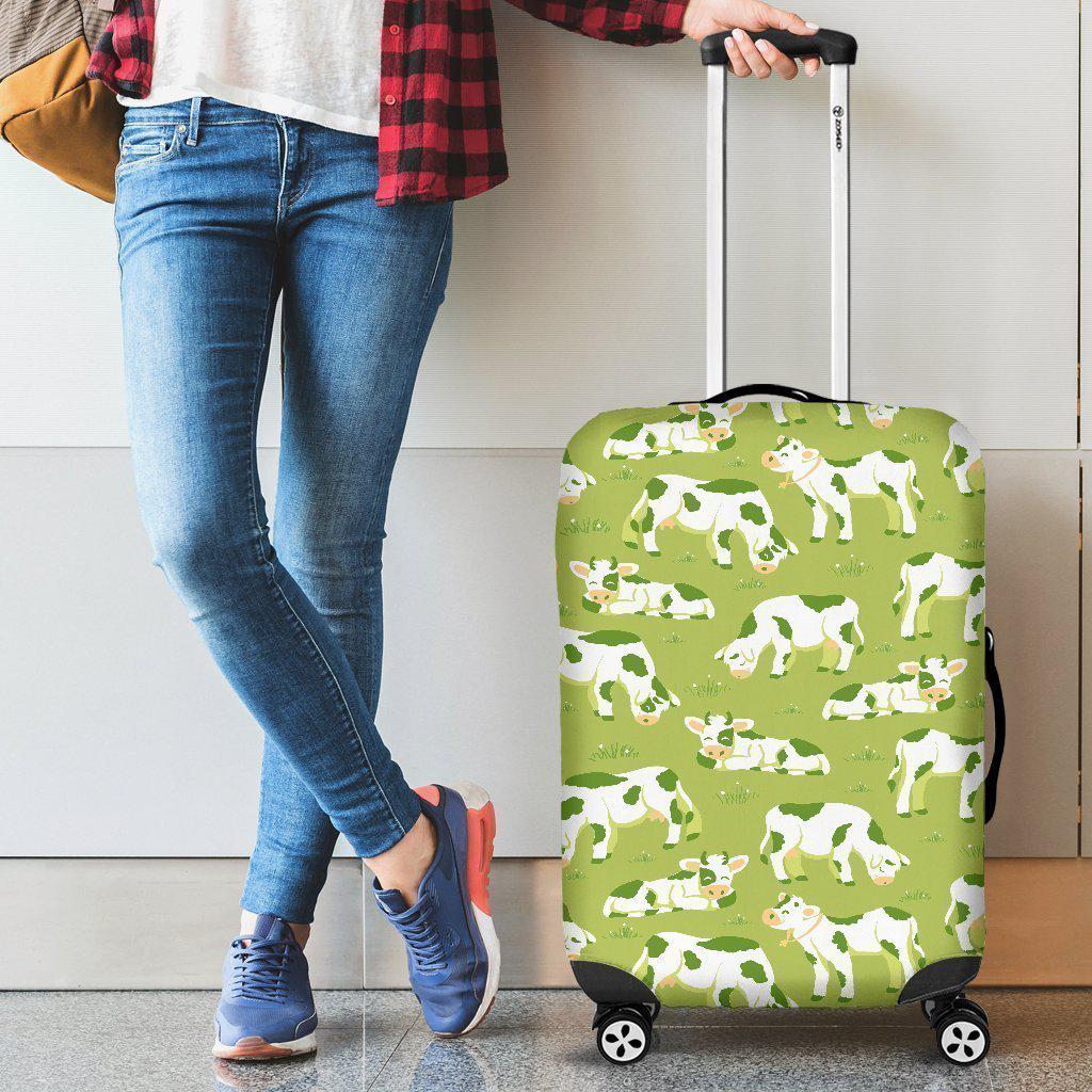 Cute Smiley Cow Pattern Print Luggage Cover