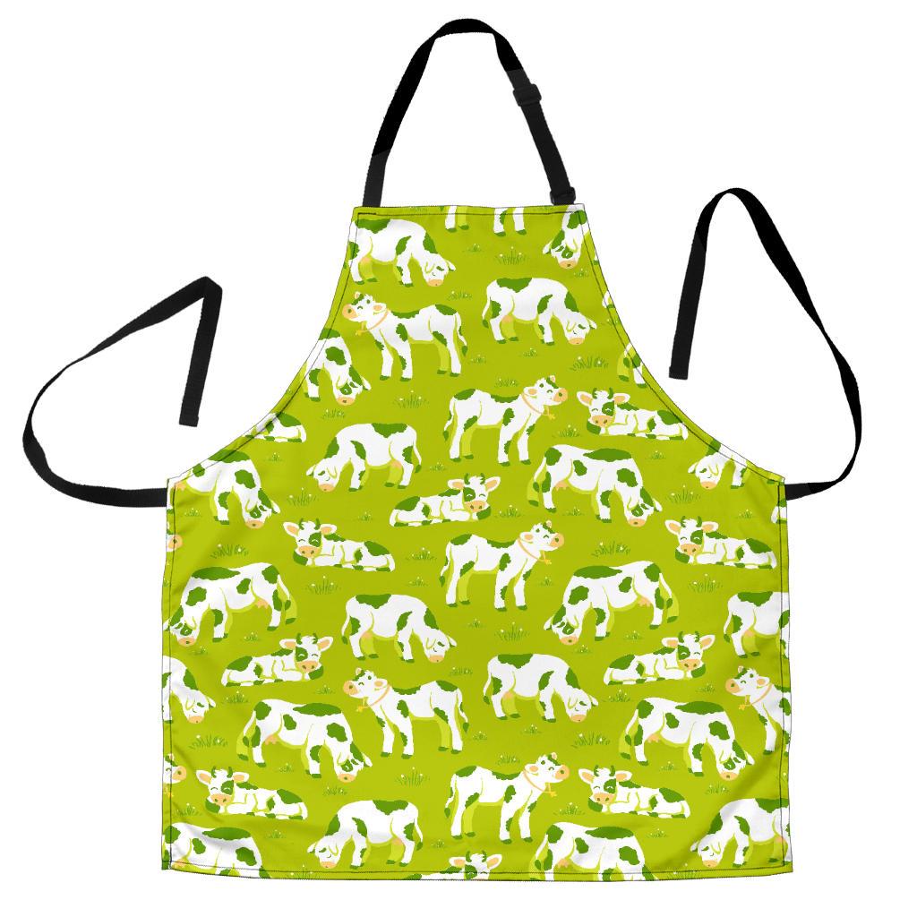 Cute Smiley Cow Pattern Print Men's Apron