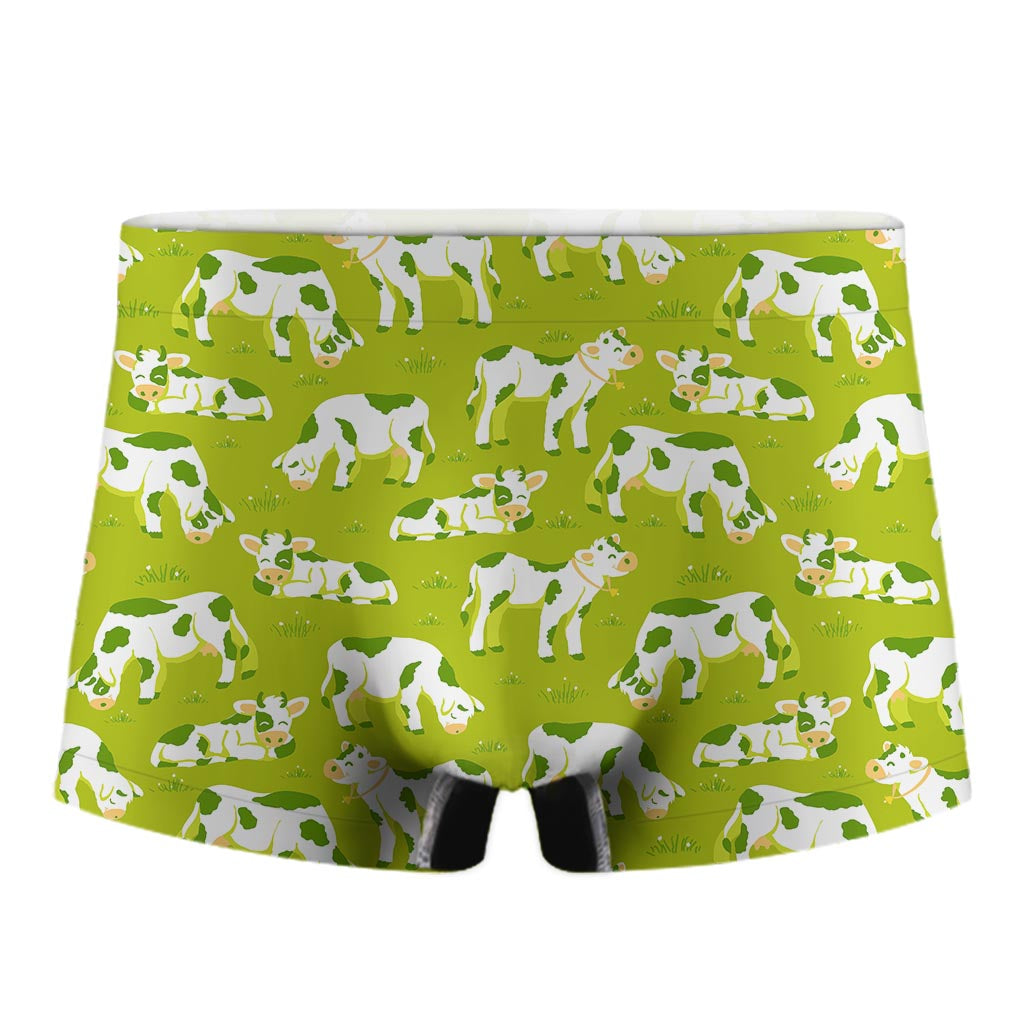 Cute Smiley Cow Pattern Print Men's Boxer Briefs