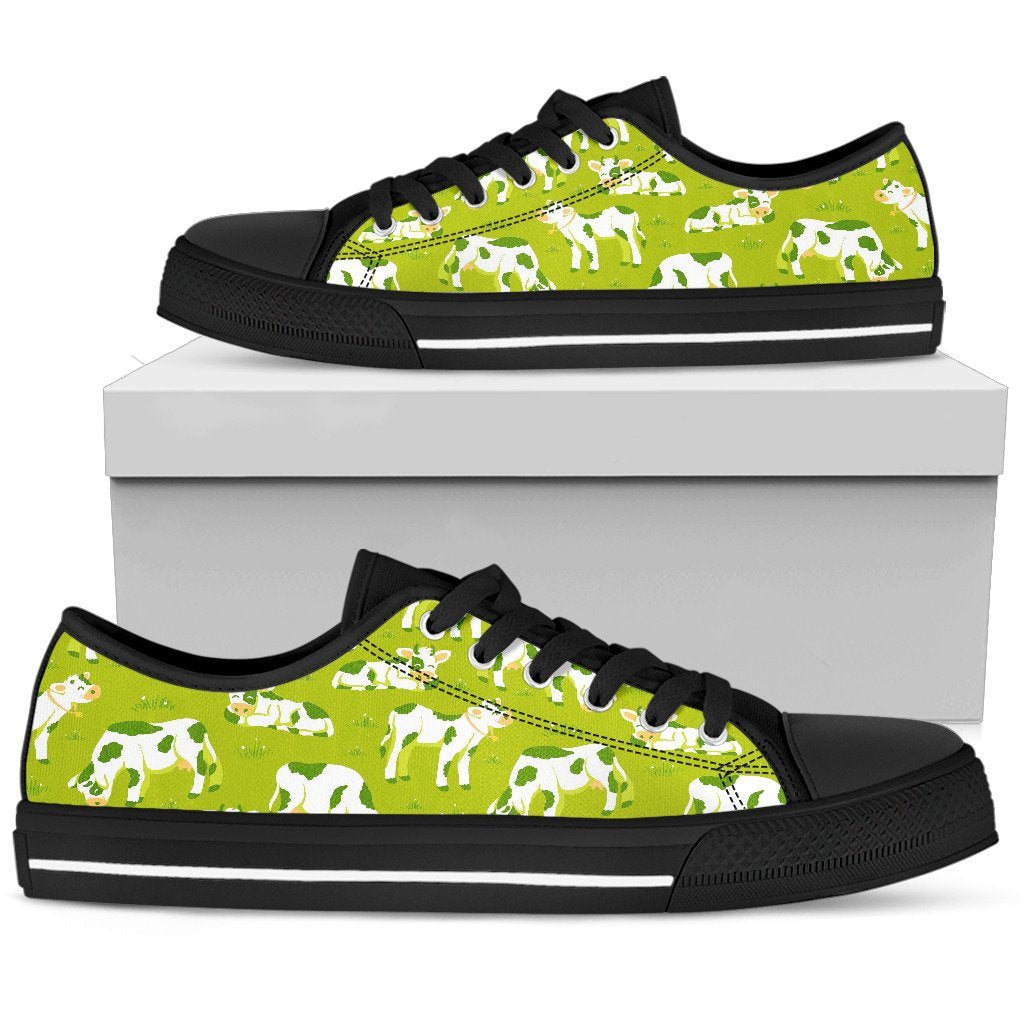 Cute Smiley Cow Pattern Print Men's Low Top Shoes