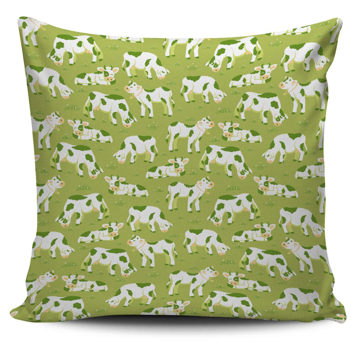 Cute Smiley Cow Pattern Print Pillow Cover