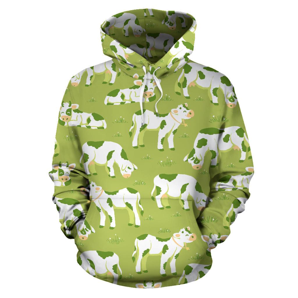 Cute Smiley Cow Pattern Print Pullover Hoodie