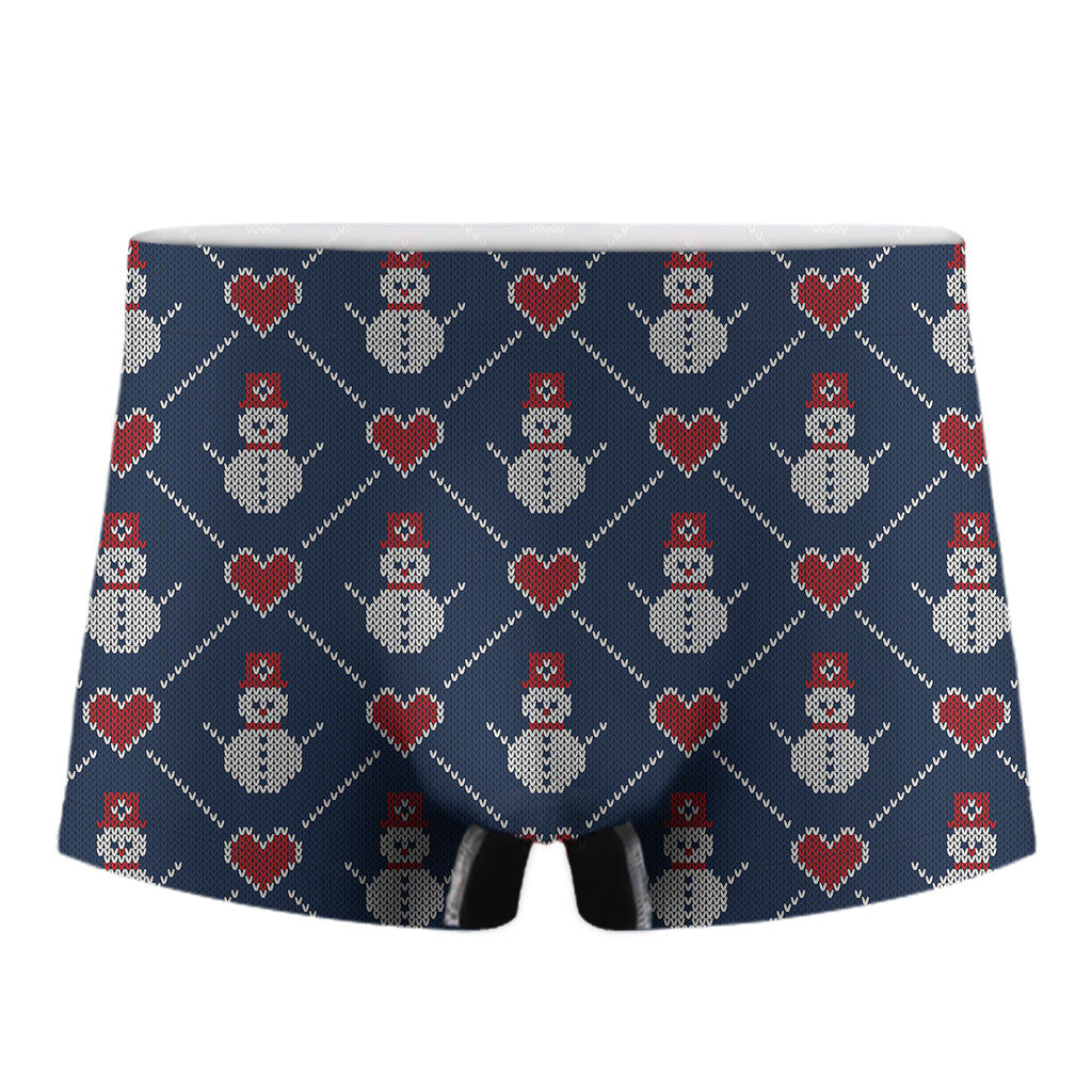 Cute Snowman Knitted Pattern Print Men's Boxer Briefs