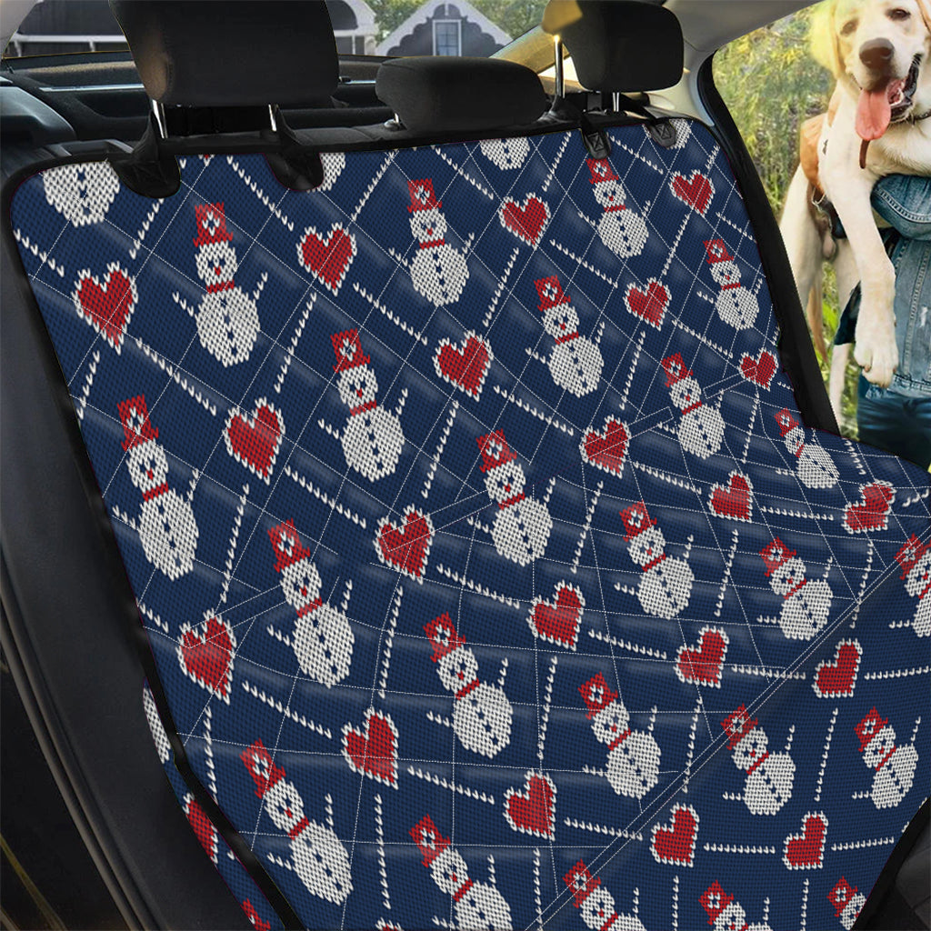 Cute Snowman Knitted Pattern Print Pet Car Back Seat Cover