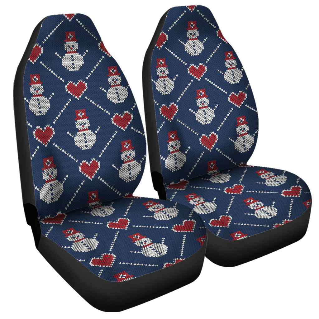 Cute Snowman Knitted Pattern Print Universal Fit Car Seat Covers