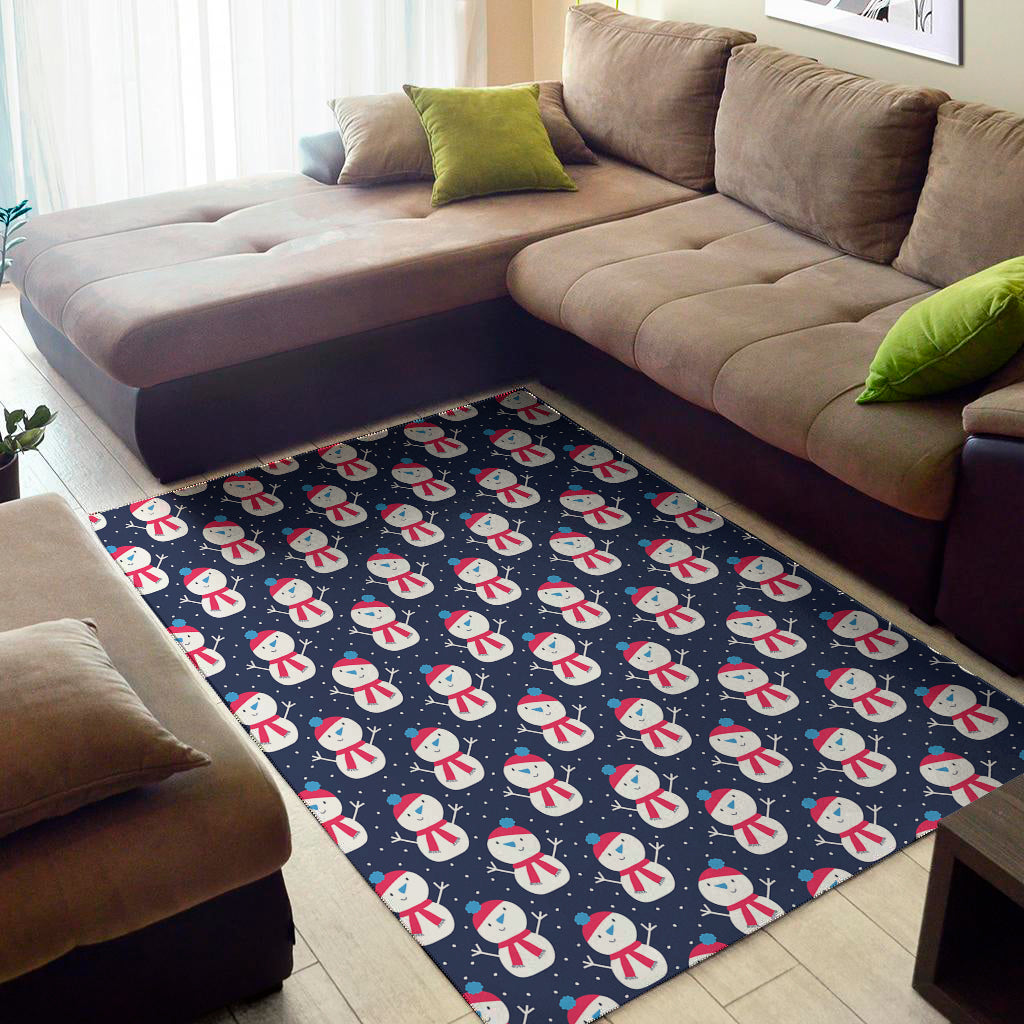 Cute Snowman Pattern Print Area Rug