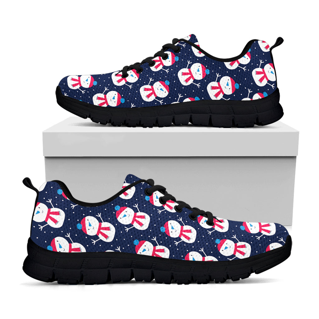 Cute Snowman Pattern Print Black Sneakers