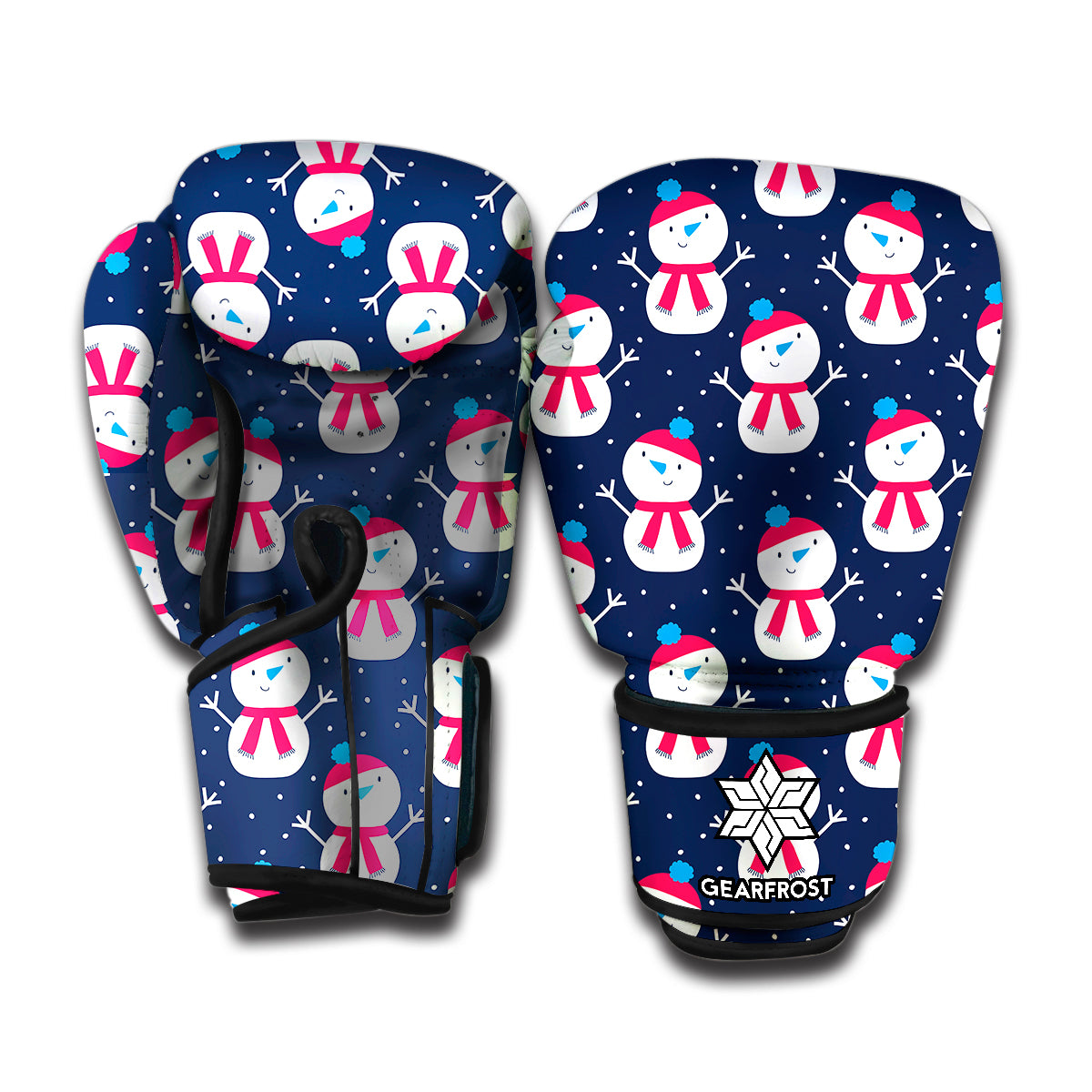 Cute Snowman Pattern Print Boxing Gloves