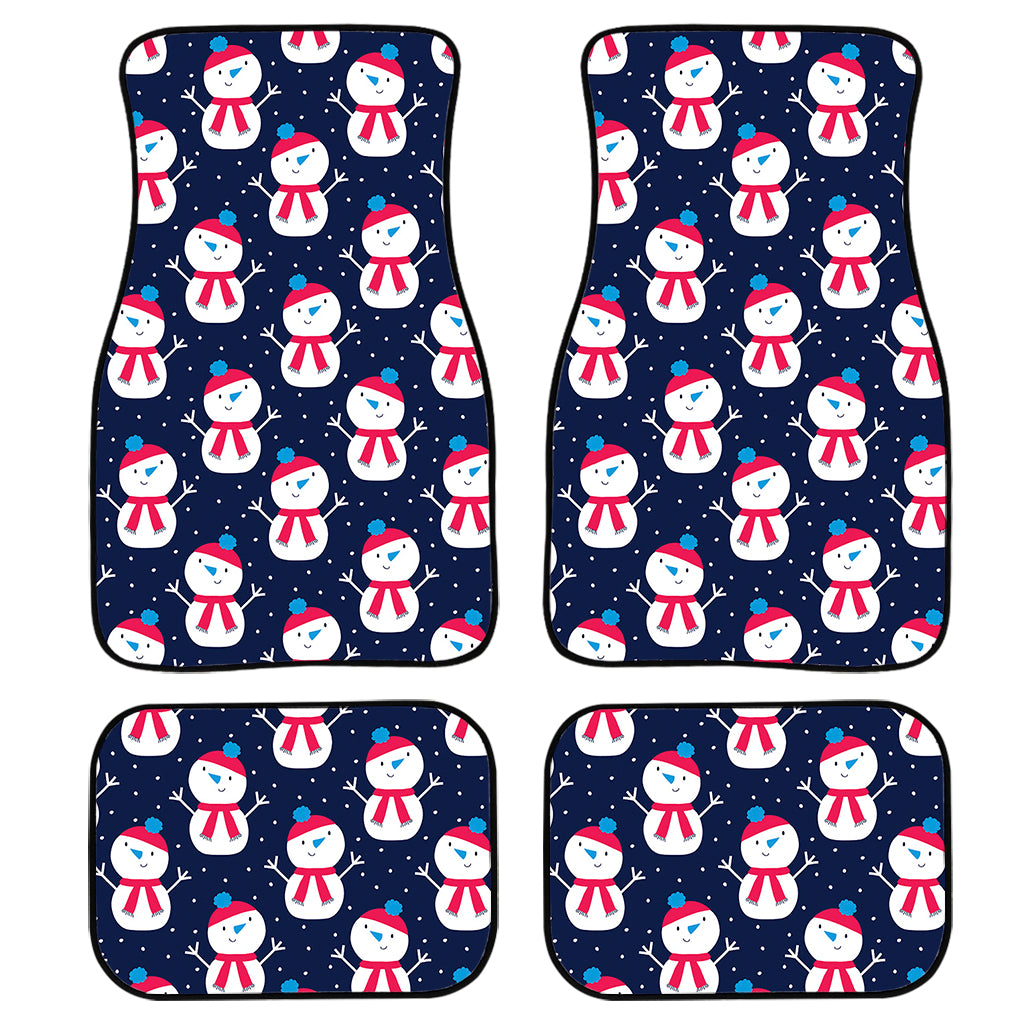 Cute Snowman Pattern Print Front and Back Car Floor Mats