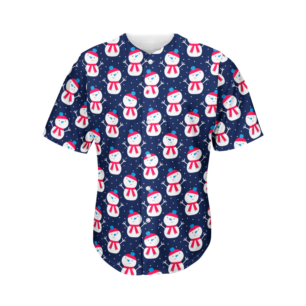 Cute Snowman Pattern Print Men's Baseball Jersey