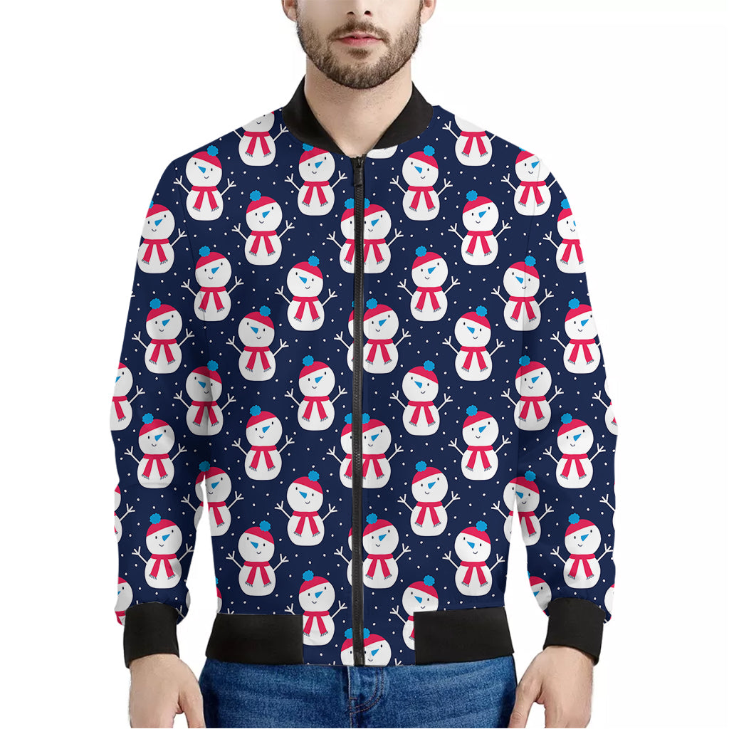 Cute Snowman Pattern Print Men's Bomber Jacket