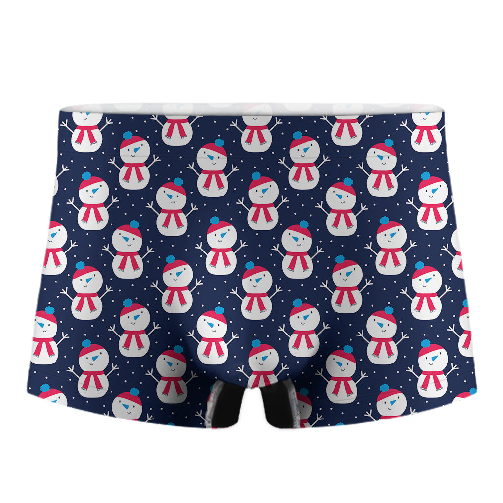 Cute Snowman Pattern Print Men's Boxer Briefs