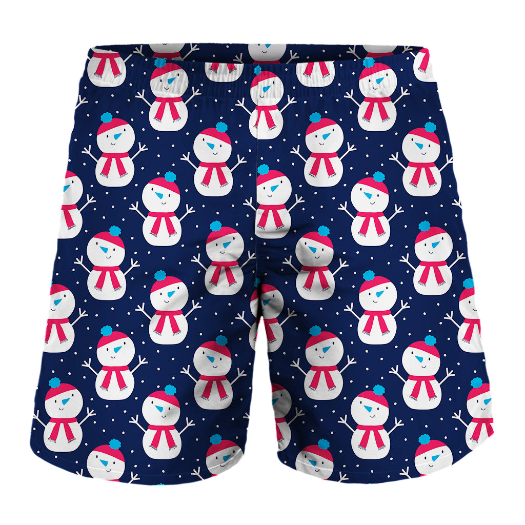 Cute Snowman Pattern Print Men's Shorts