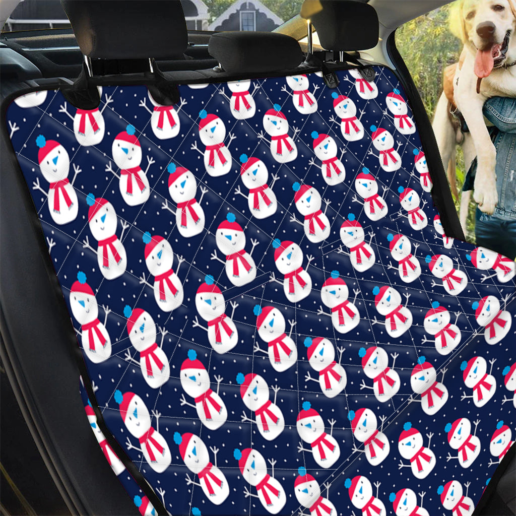 Cute Snowman Pattern Print Pet Car Back Seat Cover