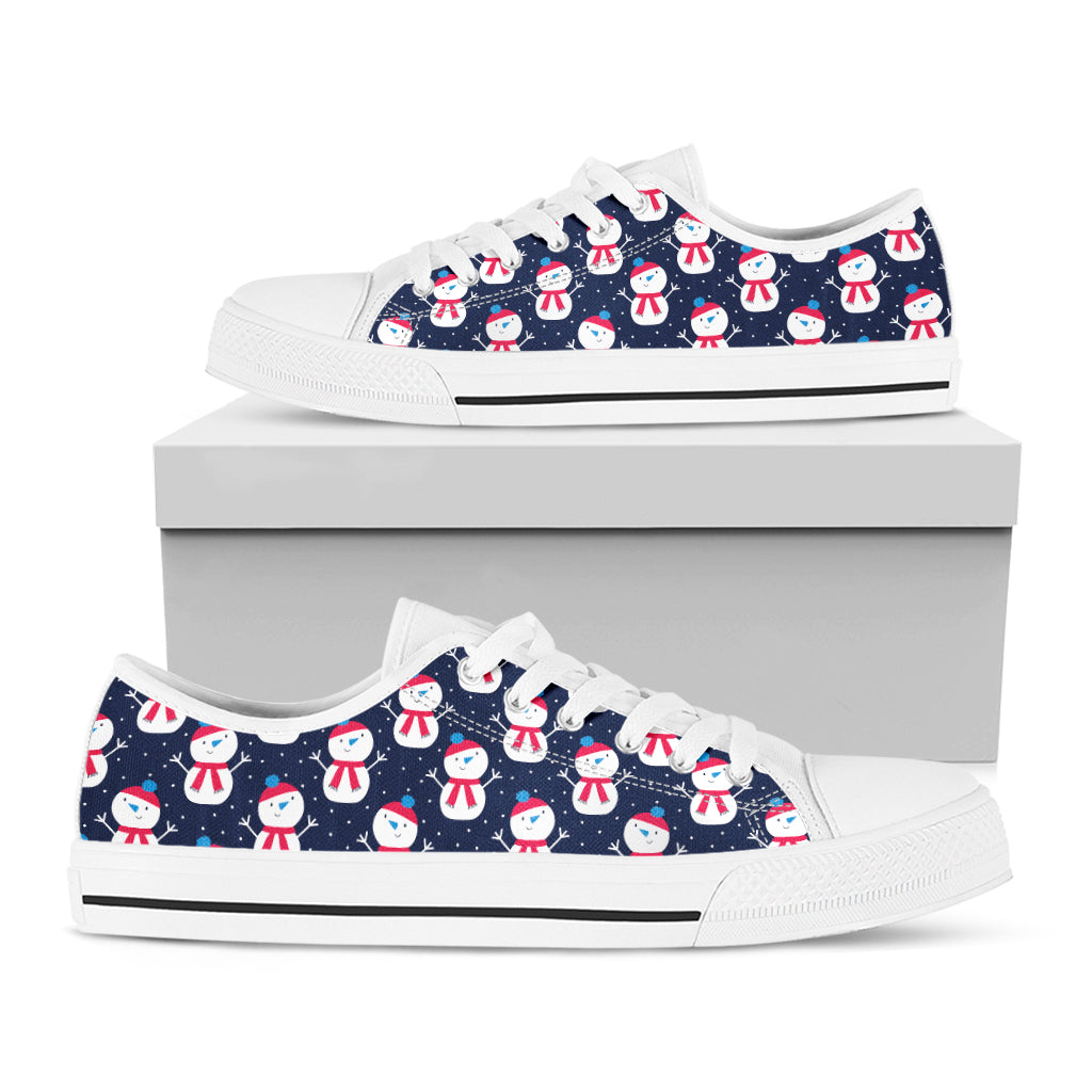 Cute Snowman Pattern Print White Low Top Shoes