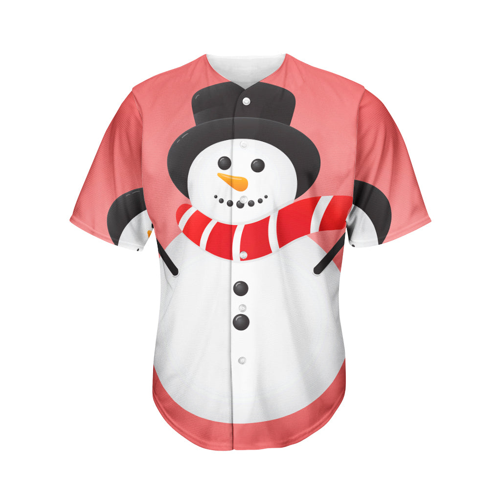 Cute Snowman Print Men's Baseball Jersey