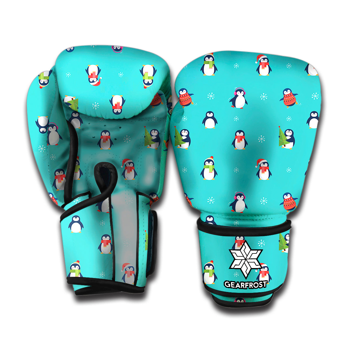 Cute Snowy Penguin Pattern Print Boxing Gloves