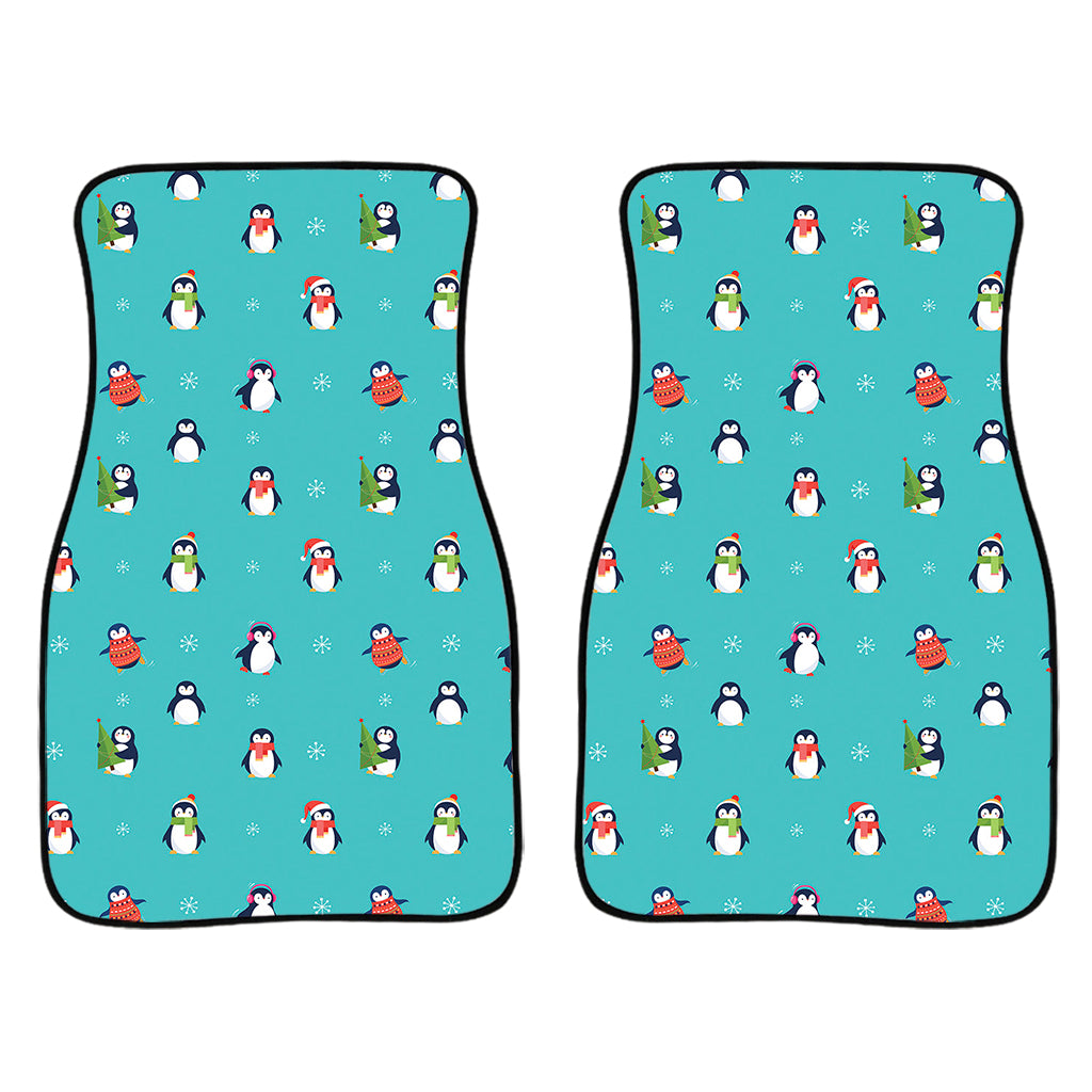 Cute Snowy Penguin Pattern Print Front Car Floor Mats