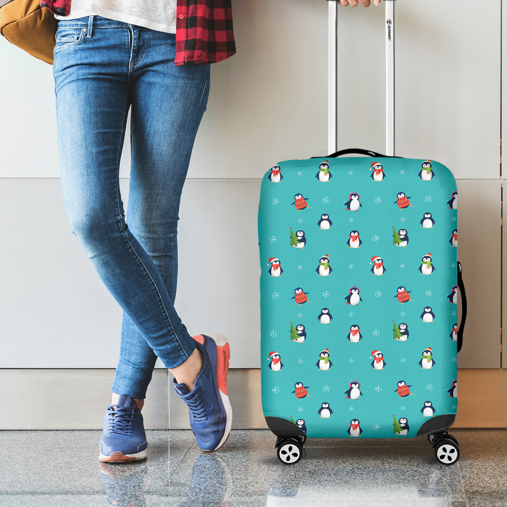 Cute Snowy Penguin Pattern Print Luggage Cover