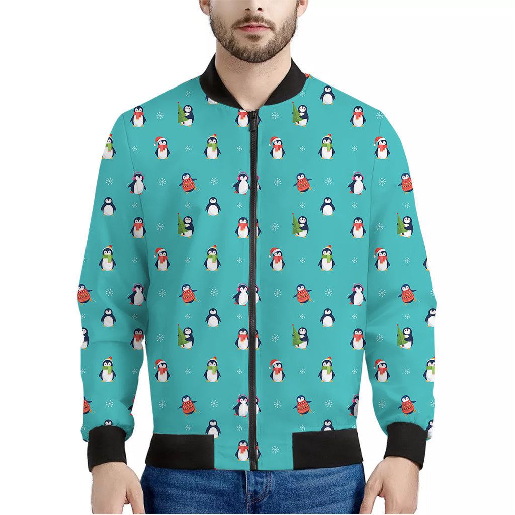 Cute Snowy Penguin Pattern Print Men's Bomber Jacket