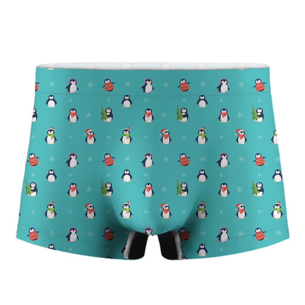 Cute Snowy Penguin Pattern Print Men's Boxer Briefs