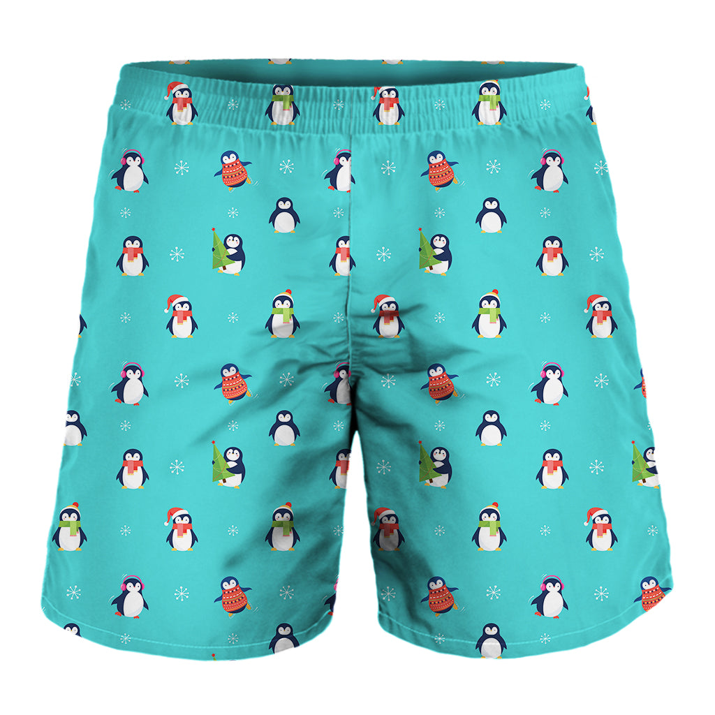 Cute Snowy Penguin Pattern Print Men's Shorts