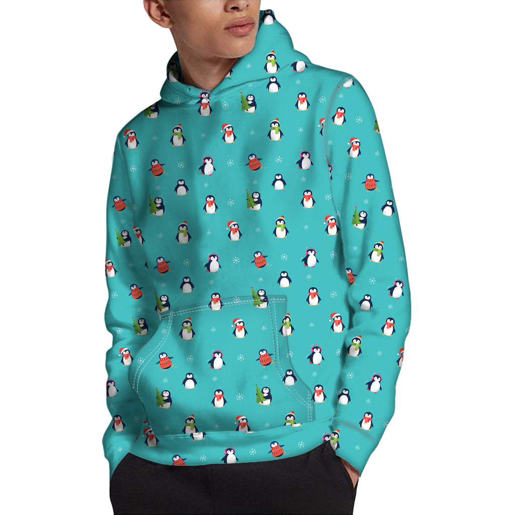 Cute Snowy Penguin Pattern Print Pullover Hoodie