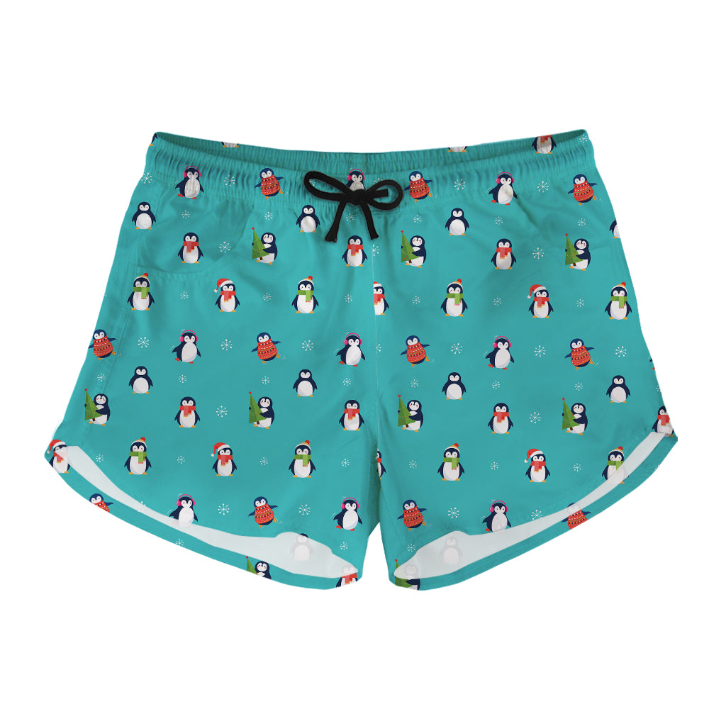 Cute Snowy Penguin Pattern Print Women's Shorts