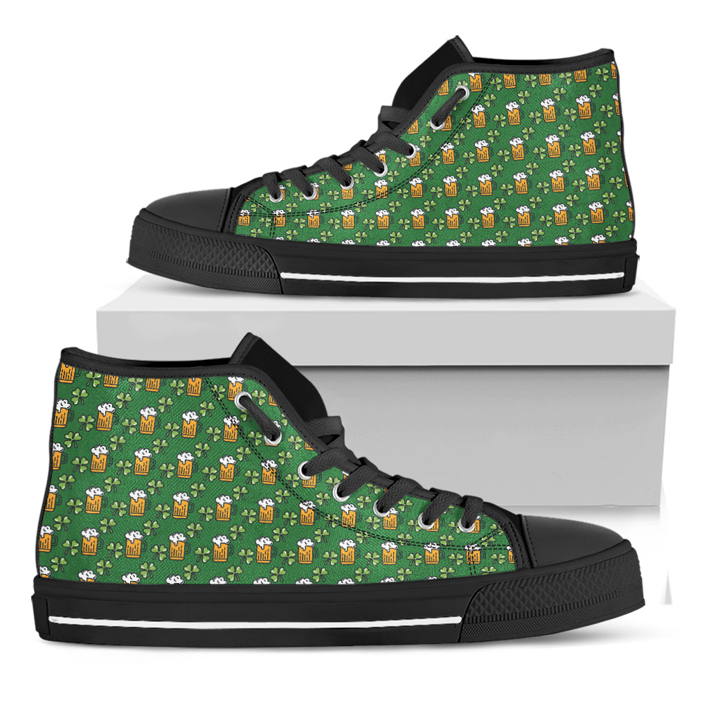 Cute St. Patrick's Day Pattern Print Black High Top Shoes