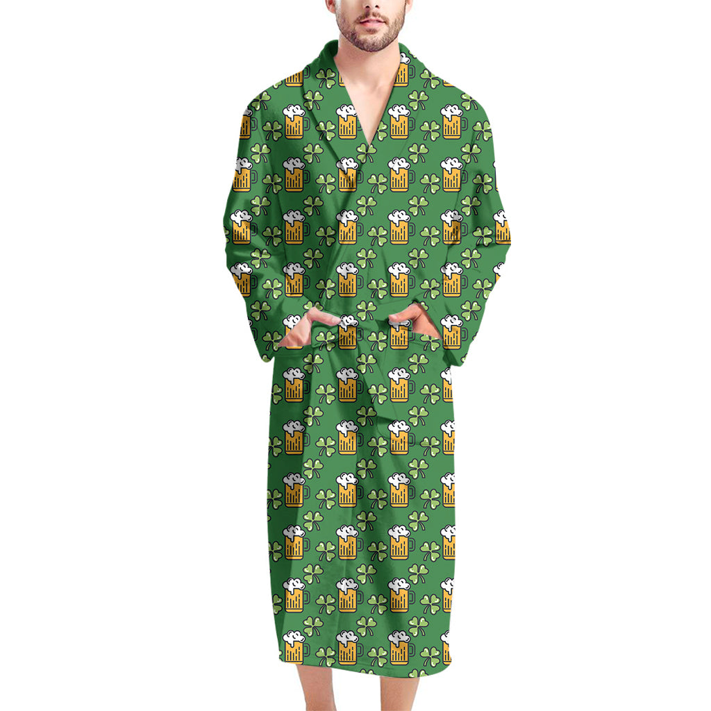 Cute St. Patrick's Day Pattern Print Men's Bathrobe