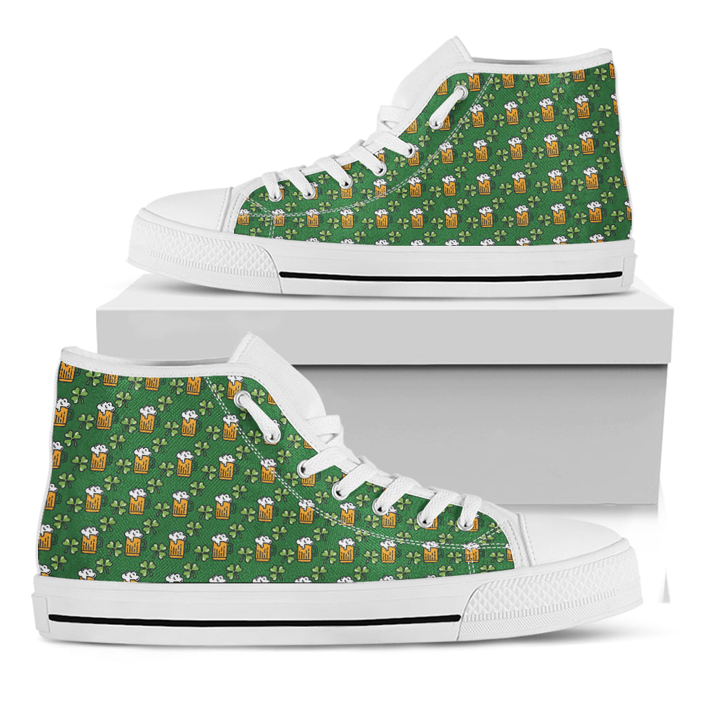 Cute St. Patrick's Day Pattern Print White High Top Shoes