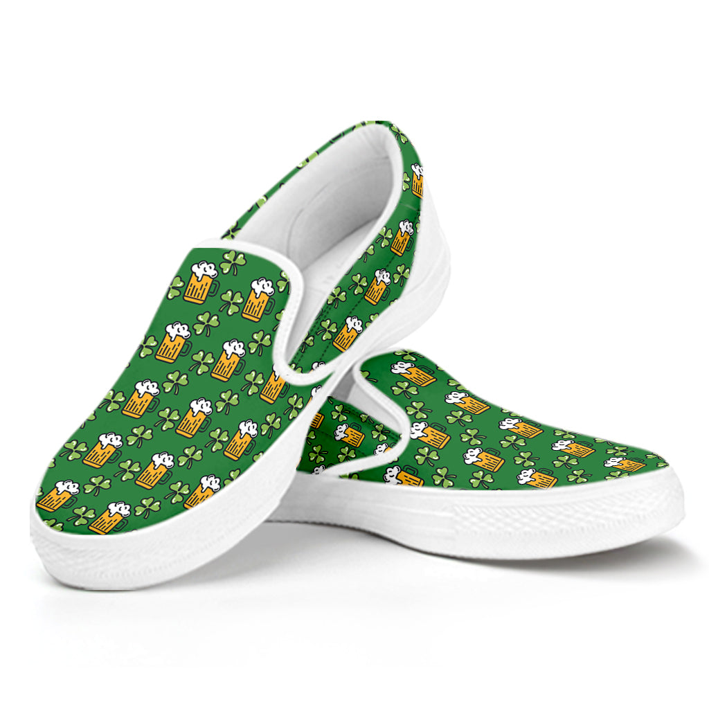 Cute St. Patrick's Day Pattern Print White Slip On Shoes