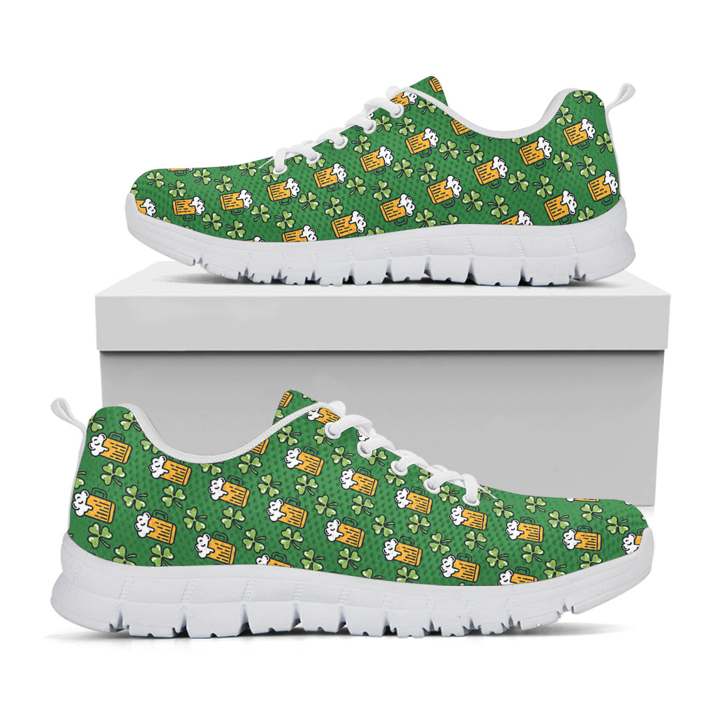 Cute St. Patrick's Day Pattern Print White Sneakers