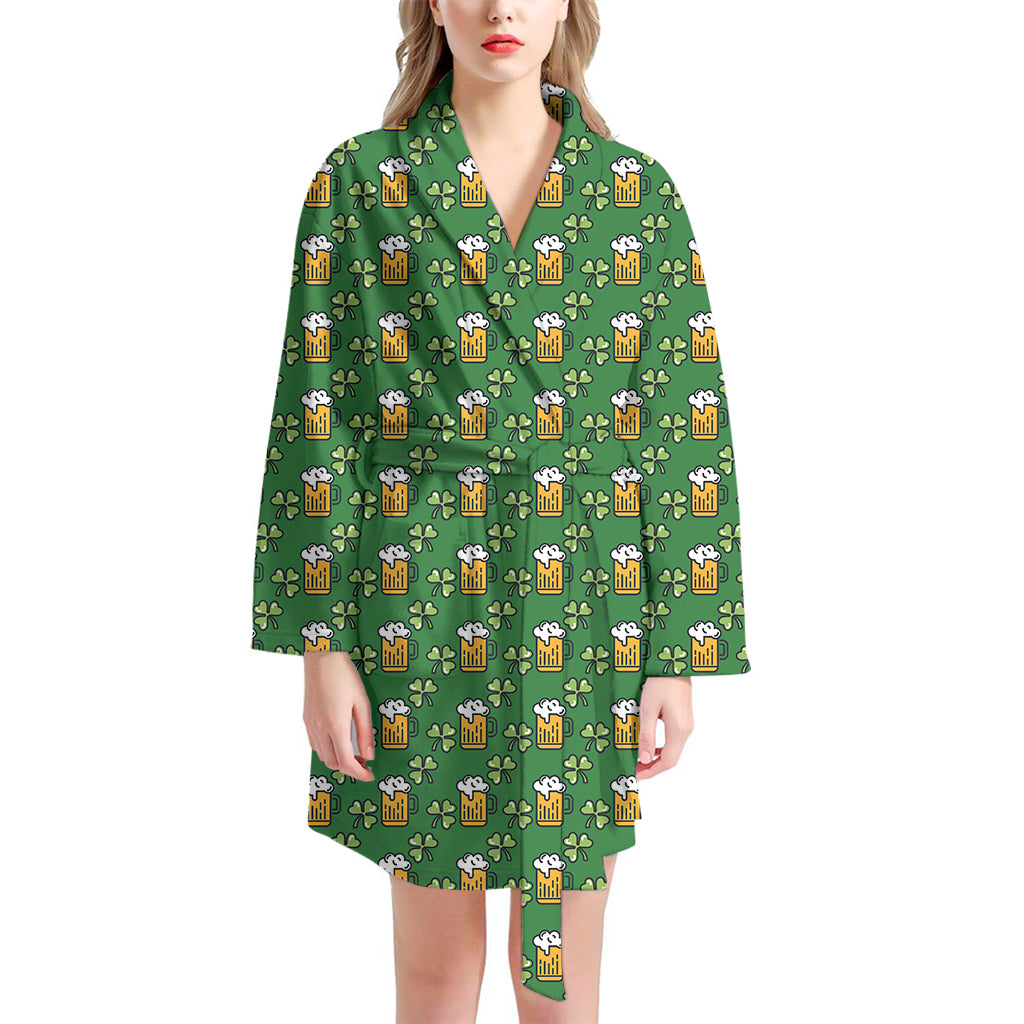 Cute St. Patrick's Day Pattern Print Women's Bathrobe