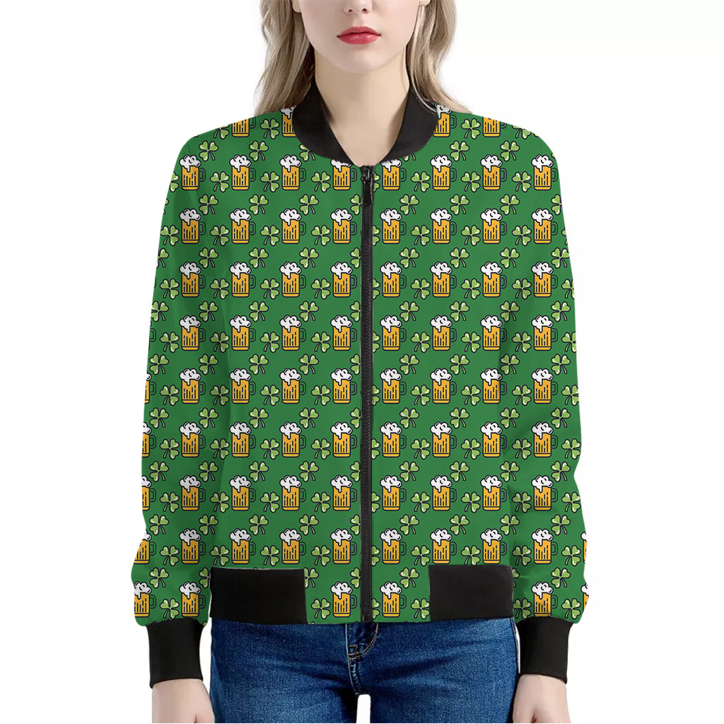 Cute St. Patrick's Day Pattern Print Women's Bomber Jacket