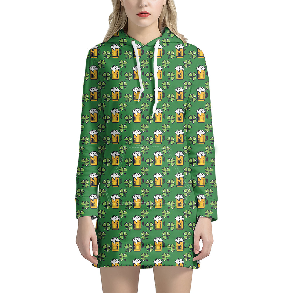 Cute St. Patrick's Day Pattern Print Women's Pullover Hoodie Dress