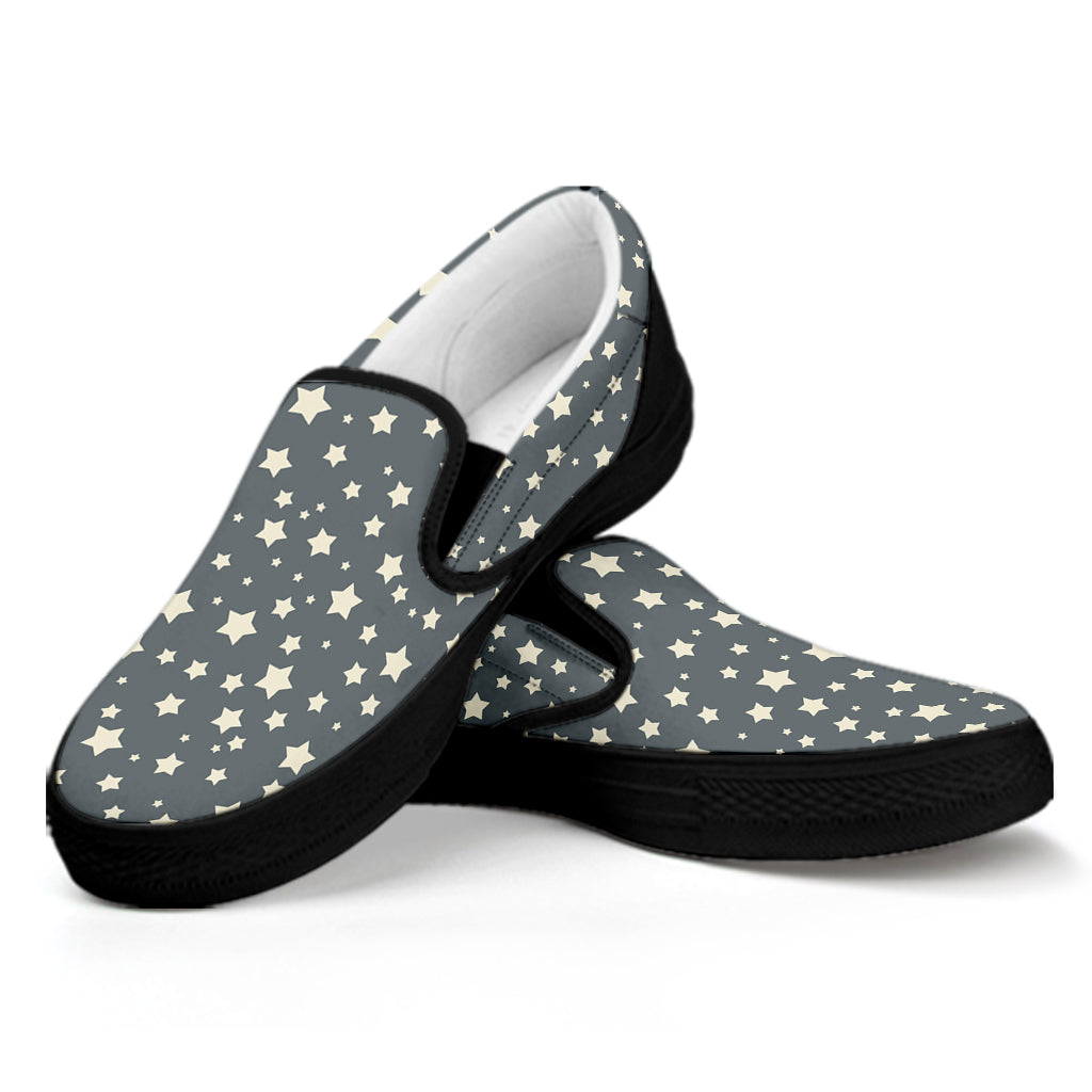 Cute Star Pattern Print Black Slip On Shoes