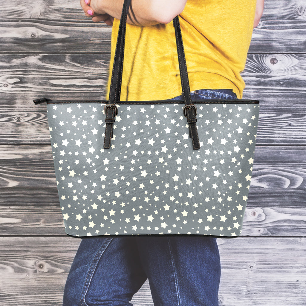 Cute Star Pattern Print Leather Tote Bag