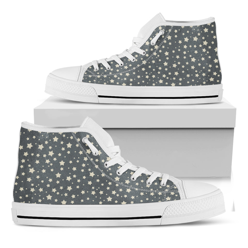 Cute Star Pattern Print White High Top Shoes