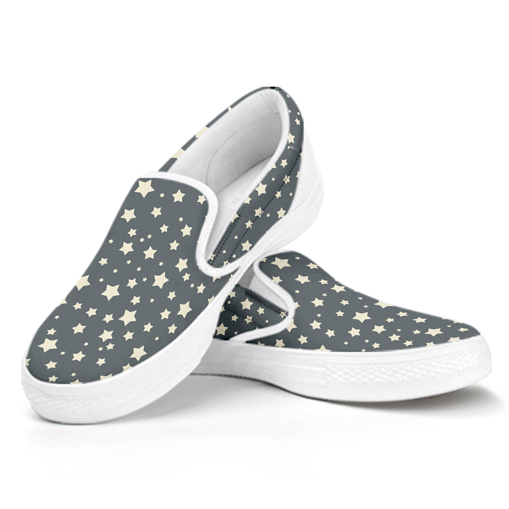 Cute Star Pattern Print White Slip On Shoes