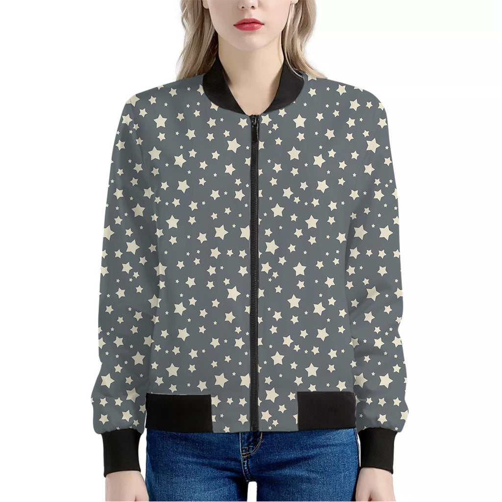 Cute Star Pattern Print Women's Bomber Jacket