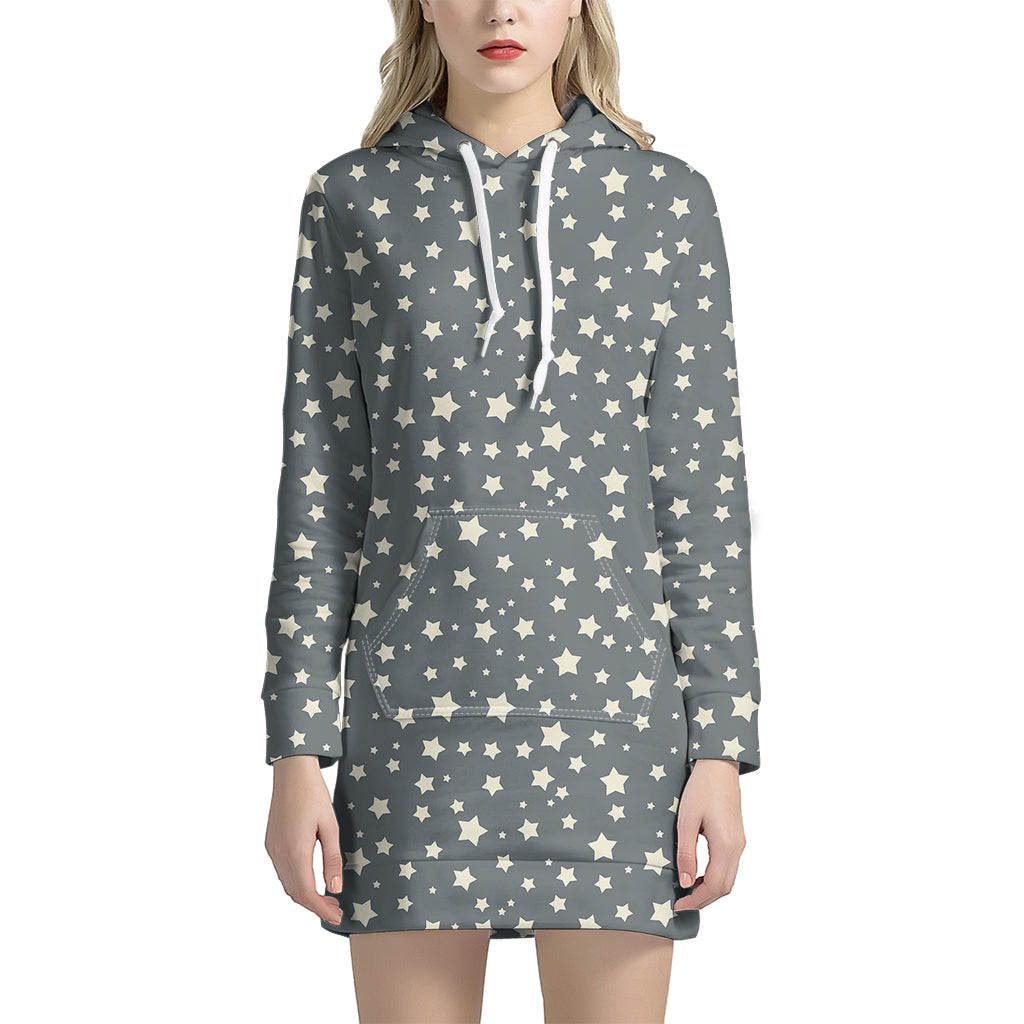 Cute Star Pattern Print Women's Pullover Hoodie Dress