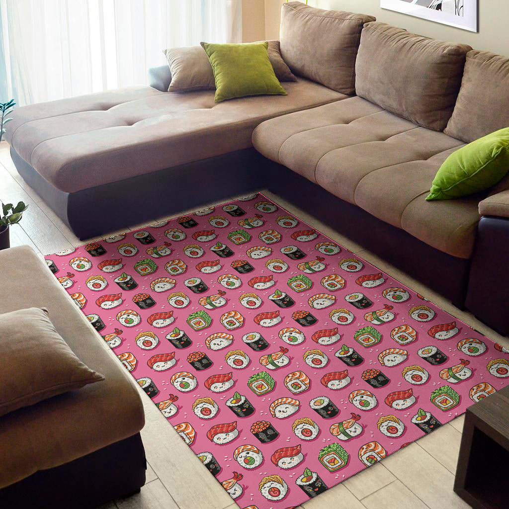 Cute Sushi And Rolls Pattern Print Area Rug