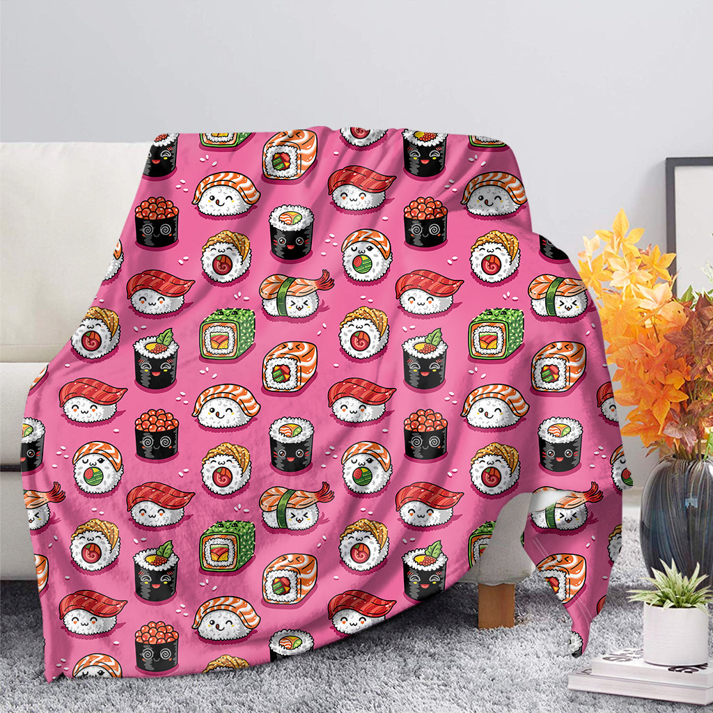 Cute Sushi And Rolls Pattern Print Blanket