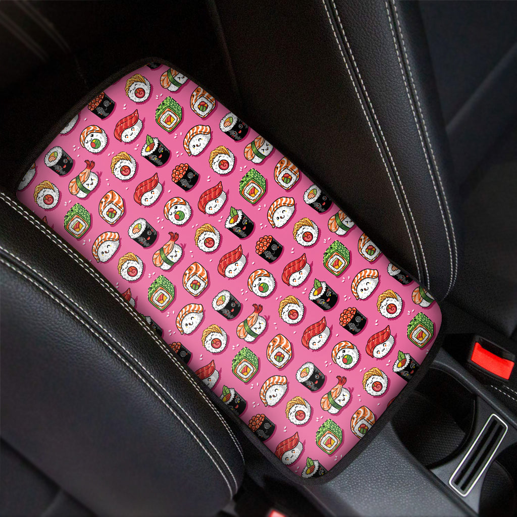 Cute Sushi And Rolls Pattern Print Car Center Console Cover