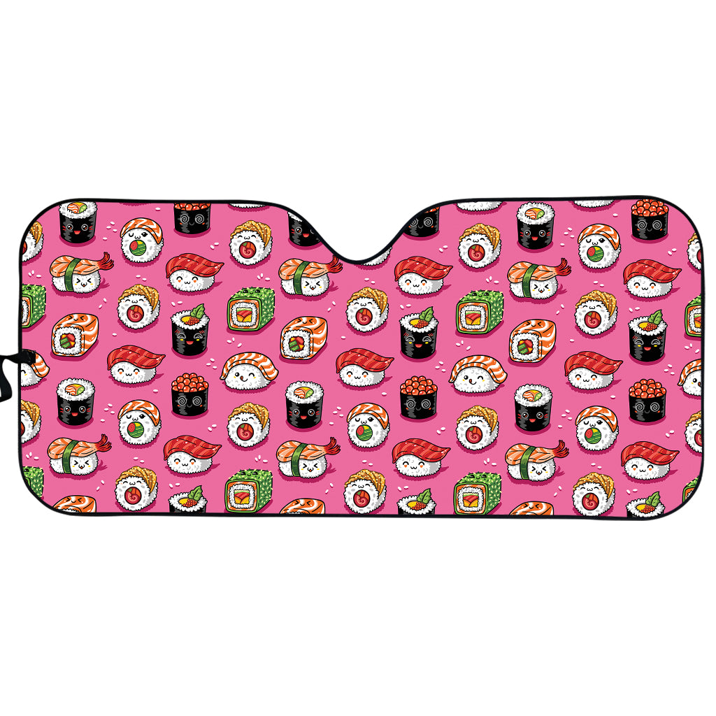 Cute Sushi And Rolls Pattern Print Car Sun Shade