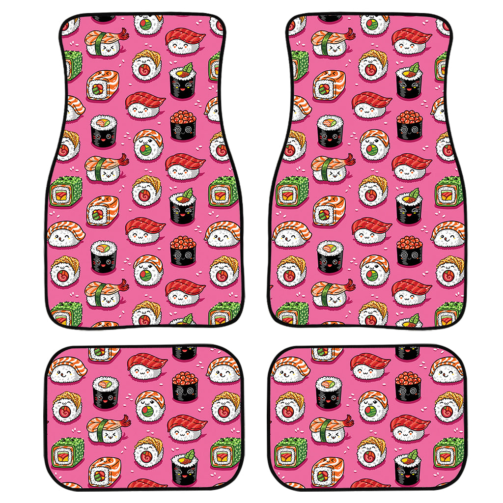 Cute Sushi And Rolls Pattern Print Front and Back Car Floor Mats