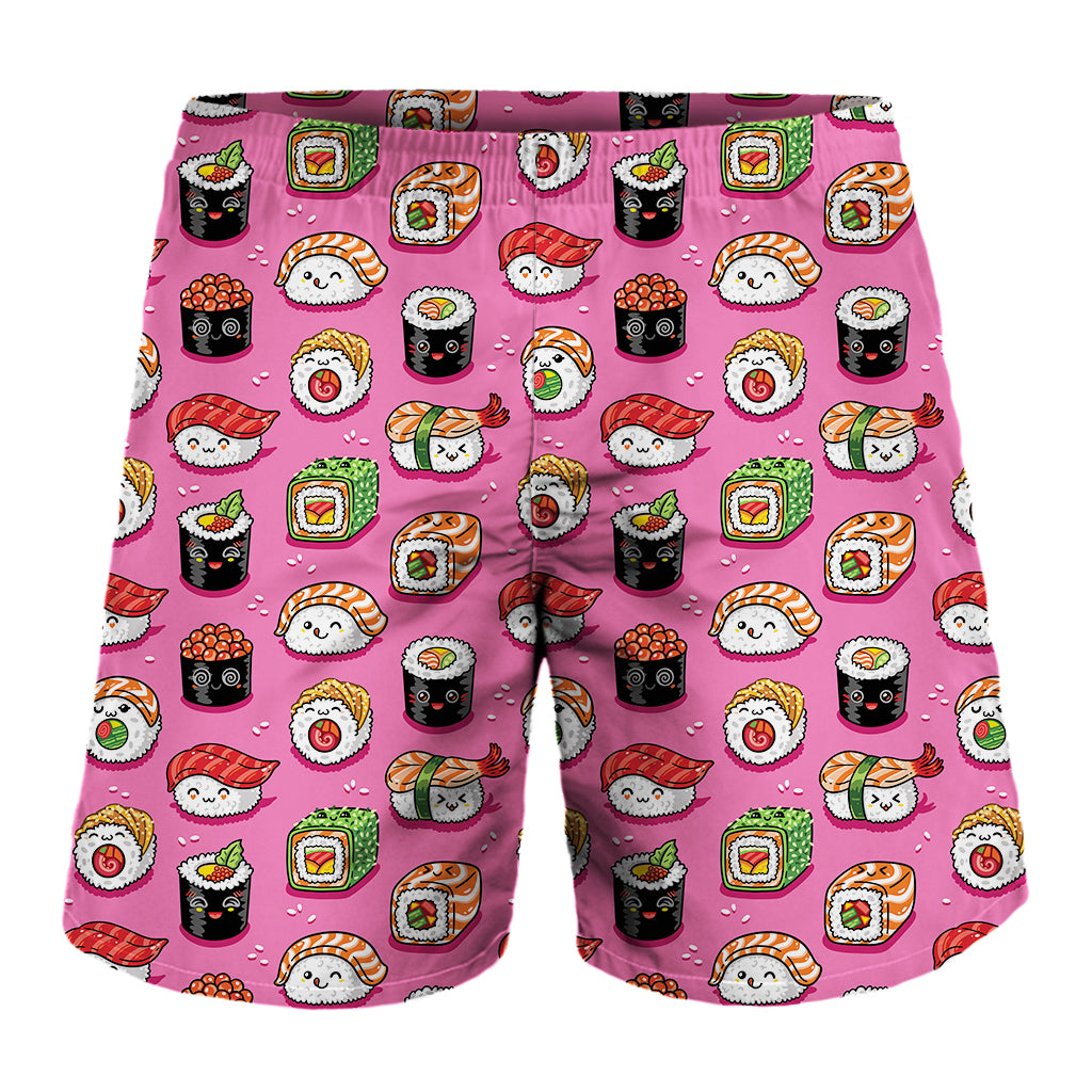 Cute Sushi And Rolls Pattern Print Men's Shorts